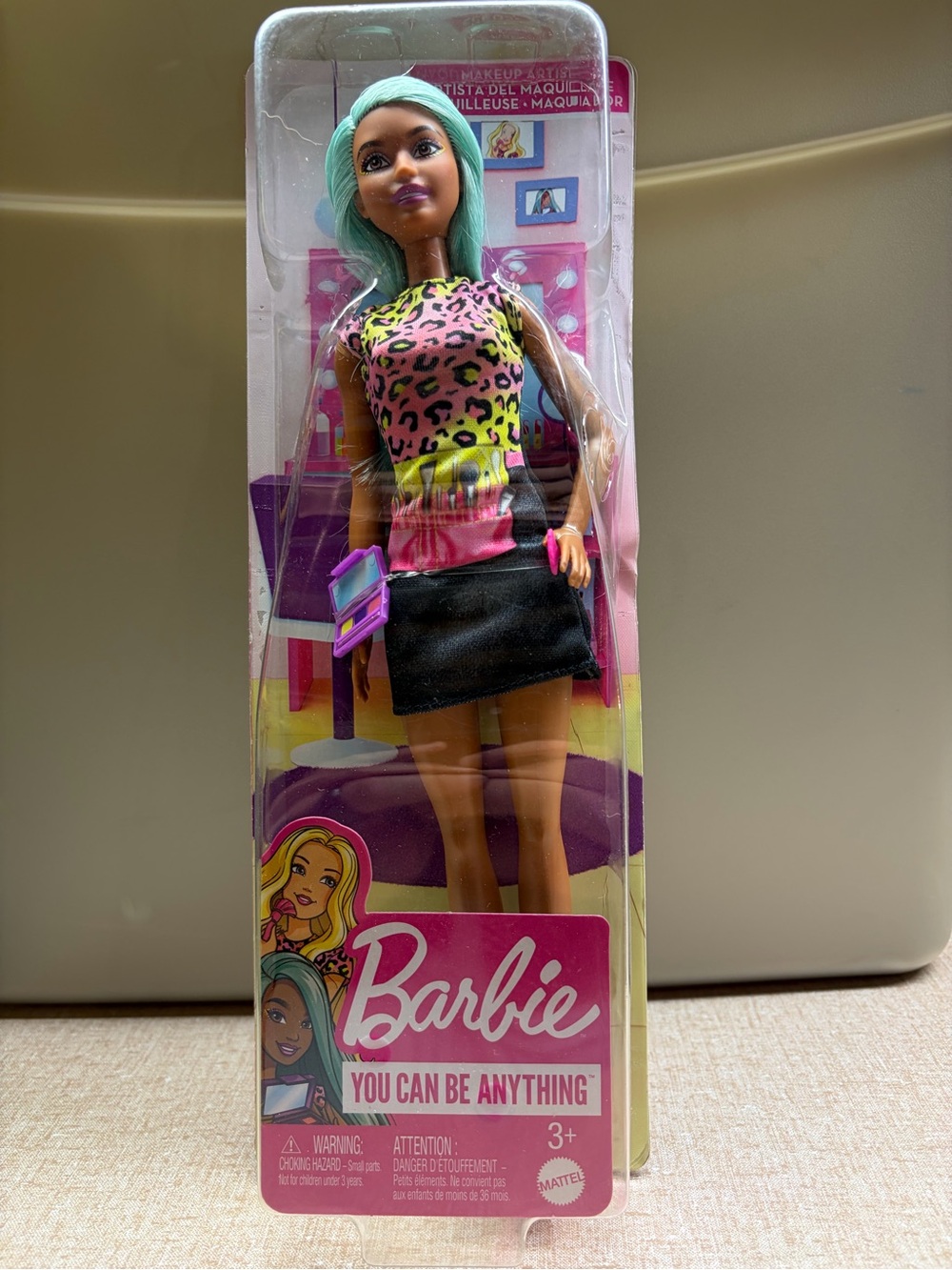 Barbie Neon Leopard Top with Black Skirt and Pink Shoes